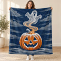 The Frosted Jack O Lantern blanket, held open