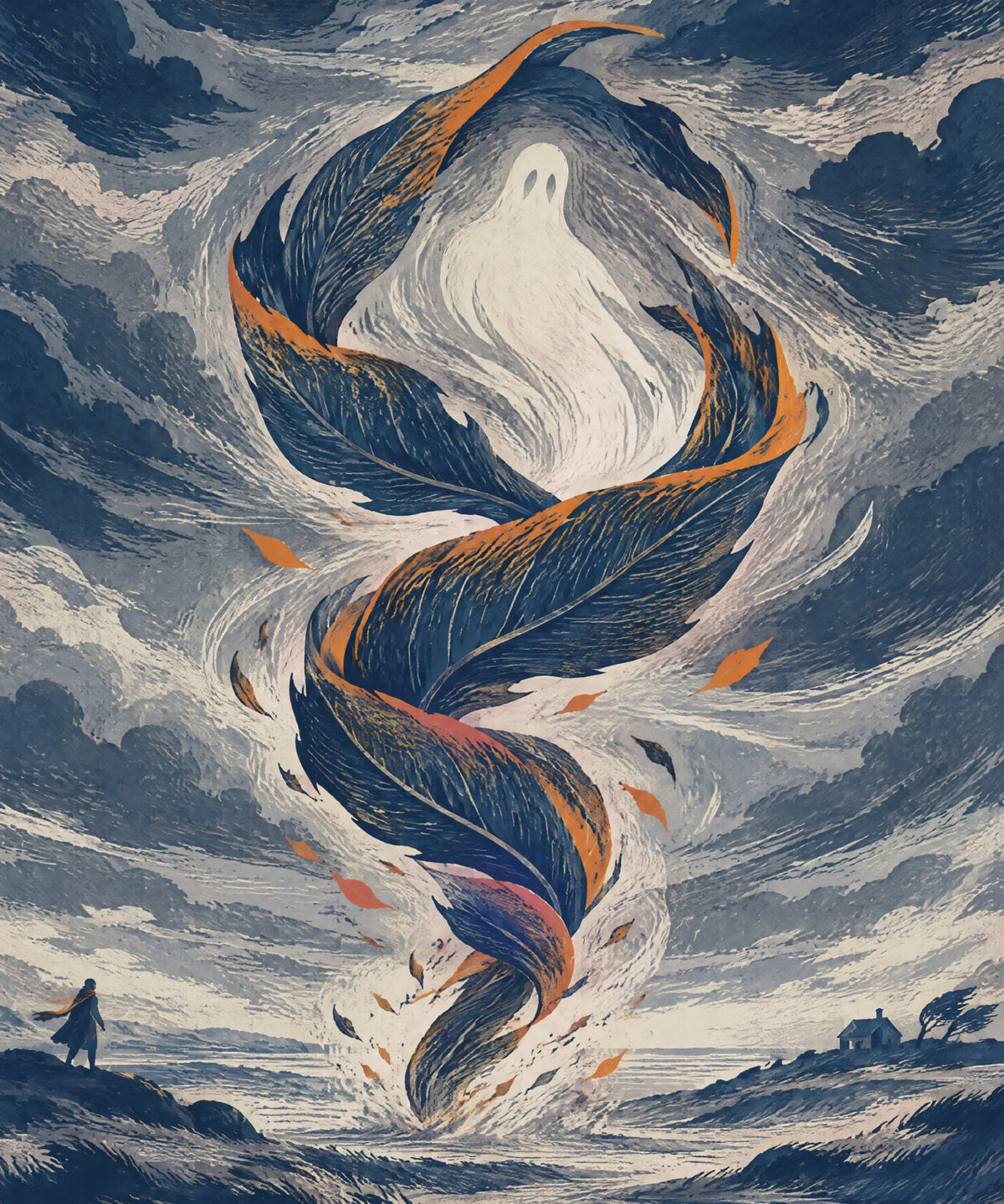 The Spiral of October Leaves blanket, full design