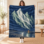 The Midnight Aurora blanket, held open
