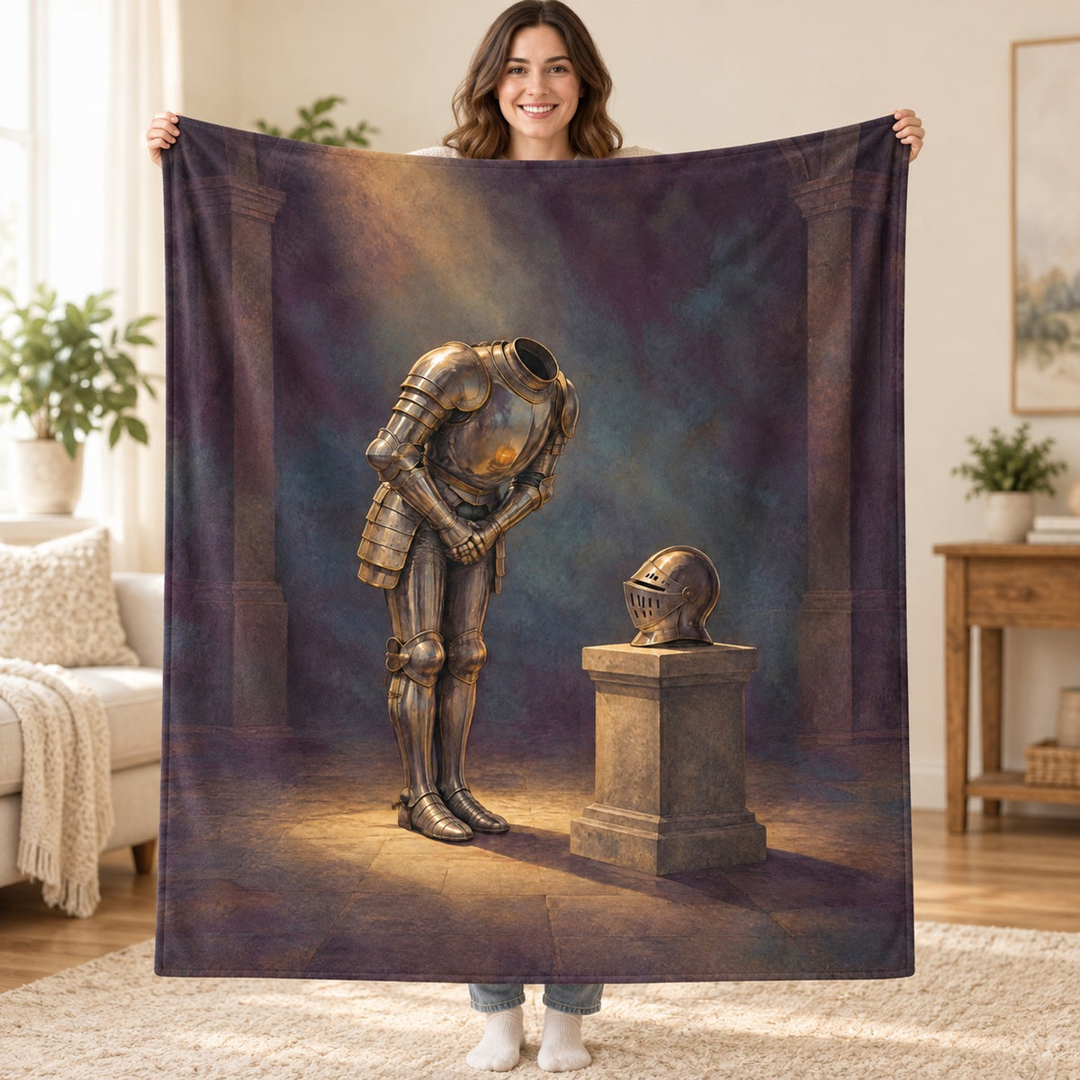 The Suit of Empty Armor blanket, held open