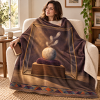 The Moon in a Display Case blanket, wrapped around a reader