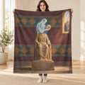 The Unfinished Statue blanket, held open