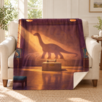 The Dinosaur Shadow blanket, on a sofa