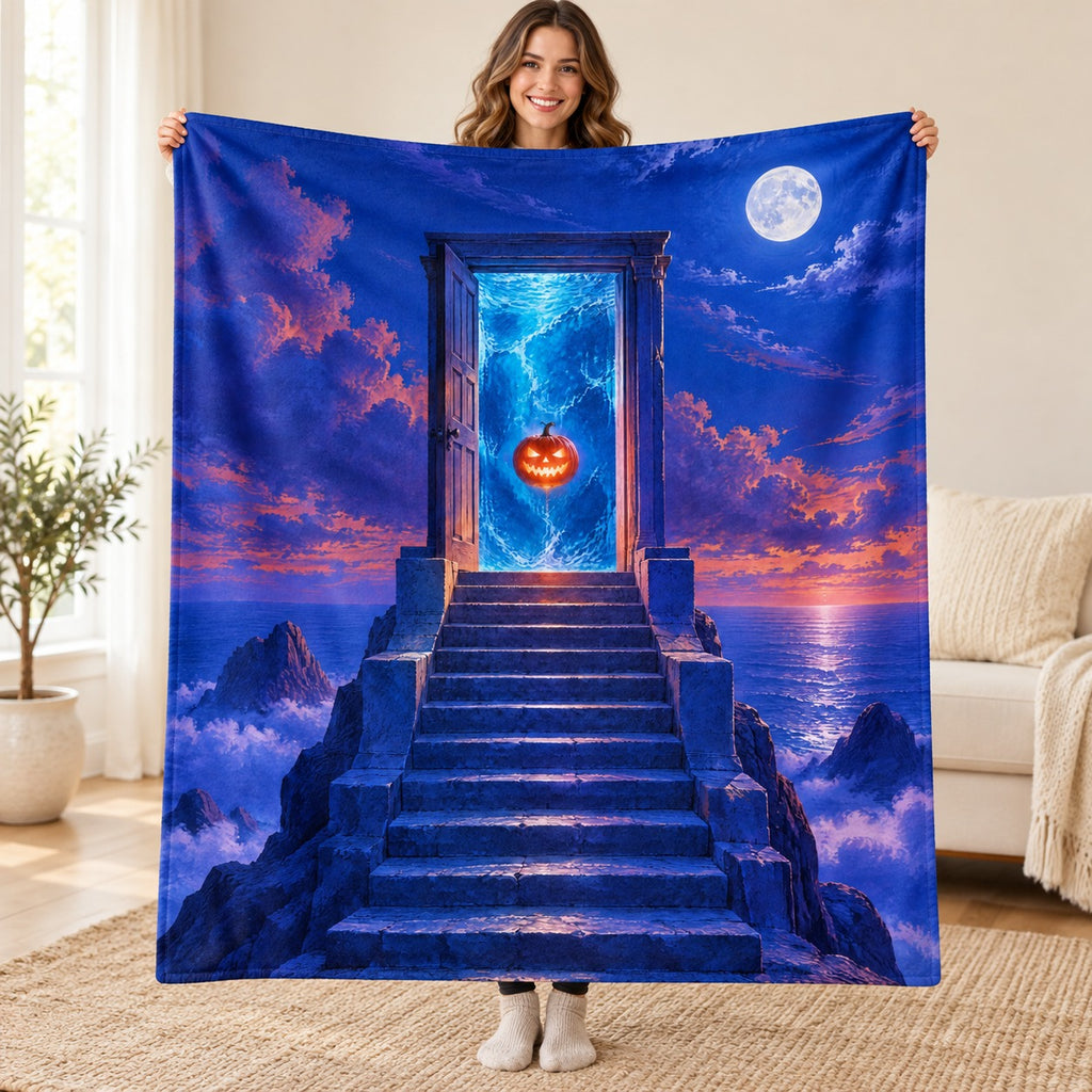 The Upstairs Ocean blanket, held open