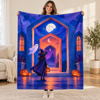 The Corridor of Smaller Nights blanket, held open