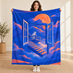 The Window that Opens Downward blanket, held open