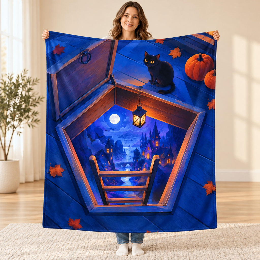 The Door under the Floor blanket, held open