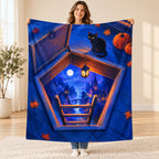 The Door under the Floor blanket, held open