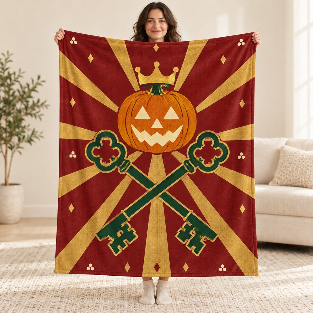 The Lantern Crown blanket, held open