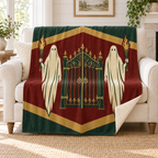 The Ghost Gatekeepers blanket, on a sofa
