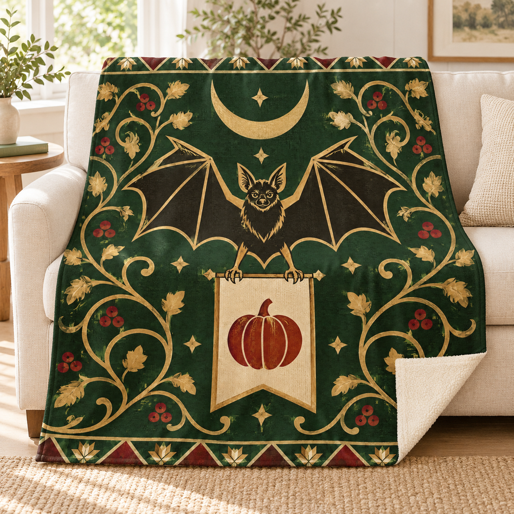 The Bat Standard blanket, on a sofa