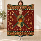 The Helm of October blanket, held open