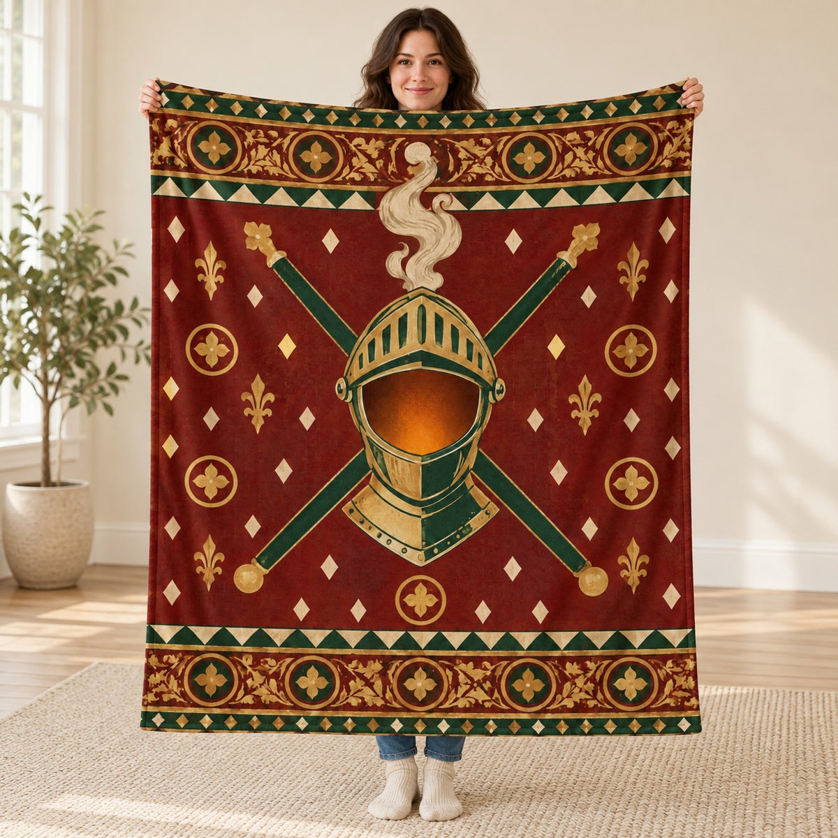 The Helm of October blanket, held open