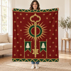 The Key and the Eclipse blanket, held open