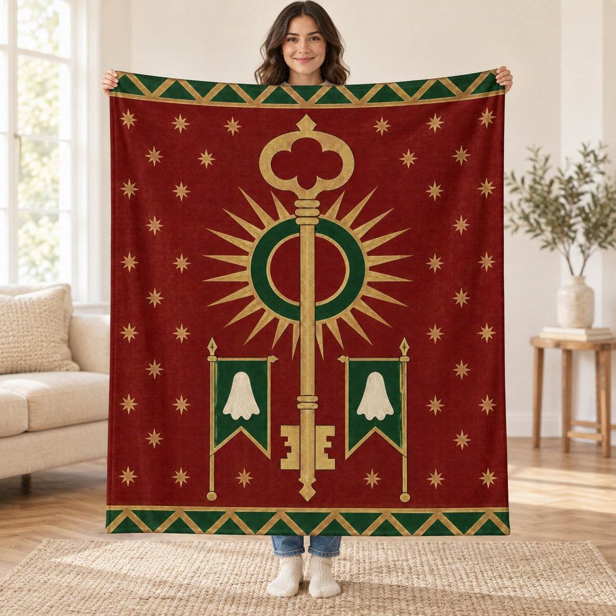 The Key and the Eclipse blanket, held open