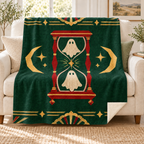 The Spectral Hourglass blanket, on a sofa