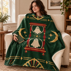 The Spectral Hourglass blanket, wrapped around a reader