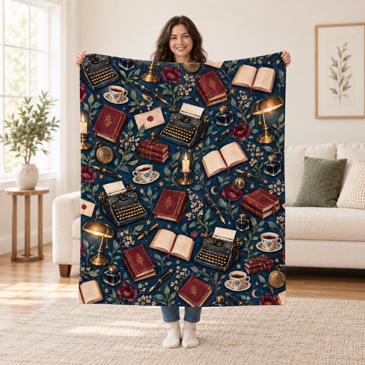 The Midnight Manuscript blanket, held open