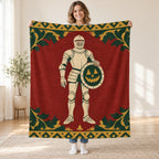 The Pumpkin Shield Bearer blanket, held open