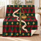 The Lantern and the Sword blanket, on a sofa