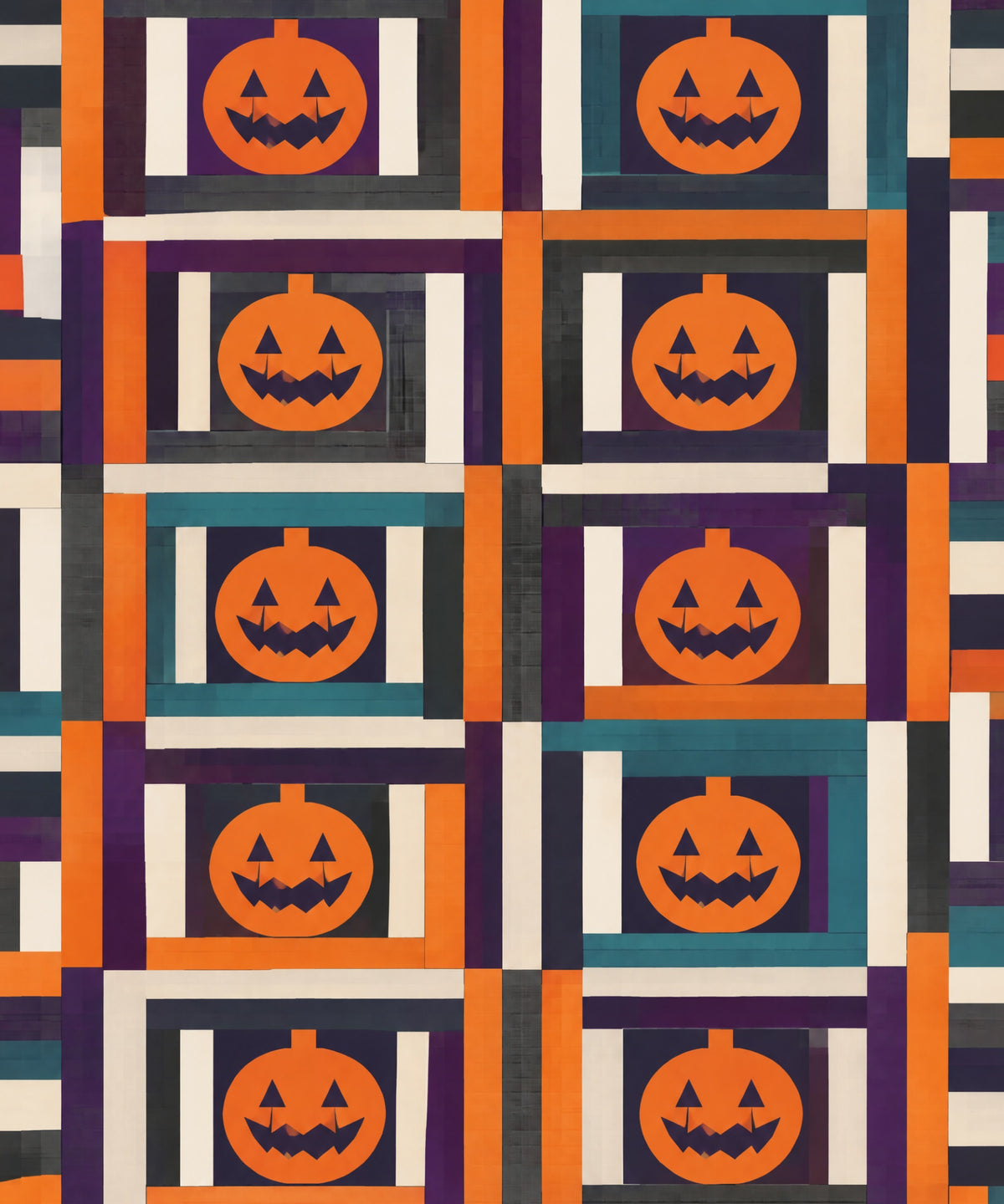 Pumpkin Log Cabin blanket, full design