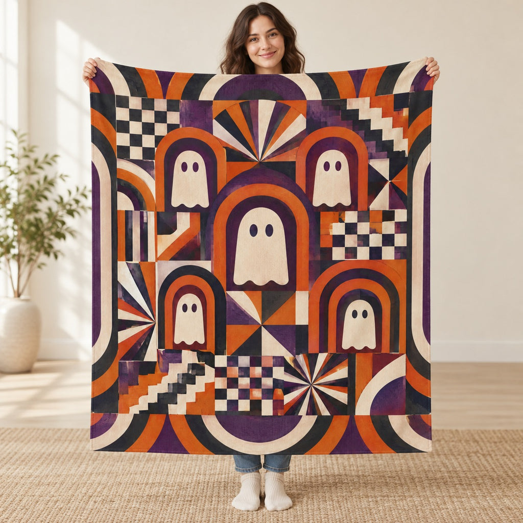 Ghost Cathedral Windows blanket, held open