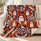 Ghost Cathedral Windows blanket, on a sofa