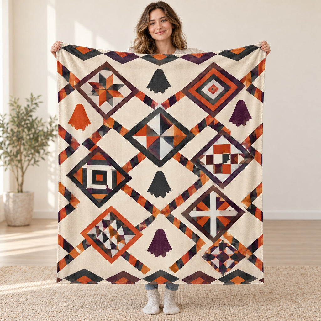 Ghost Chain Quilt blanket, held open