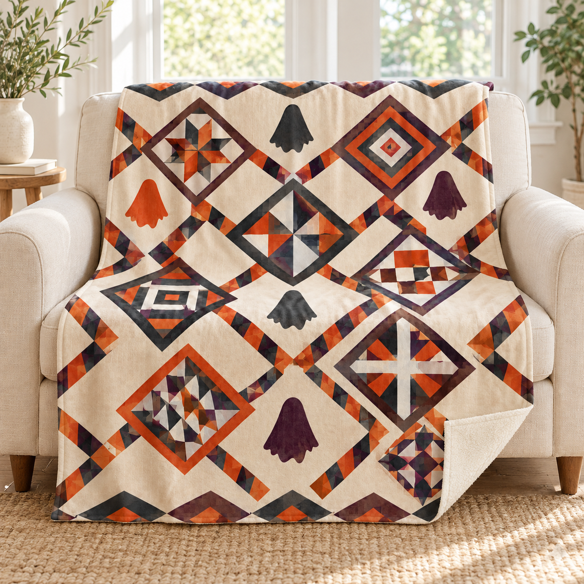 Ghost Chain Quilt blanket, on a sofa
