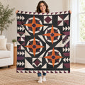 Pumpkin Compass Rose blanket, held open