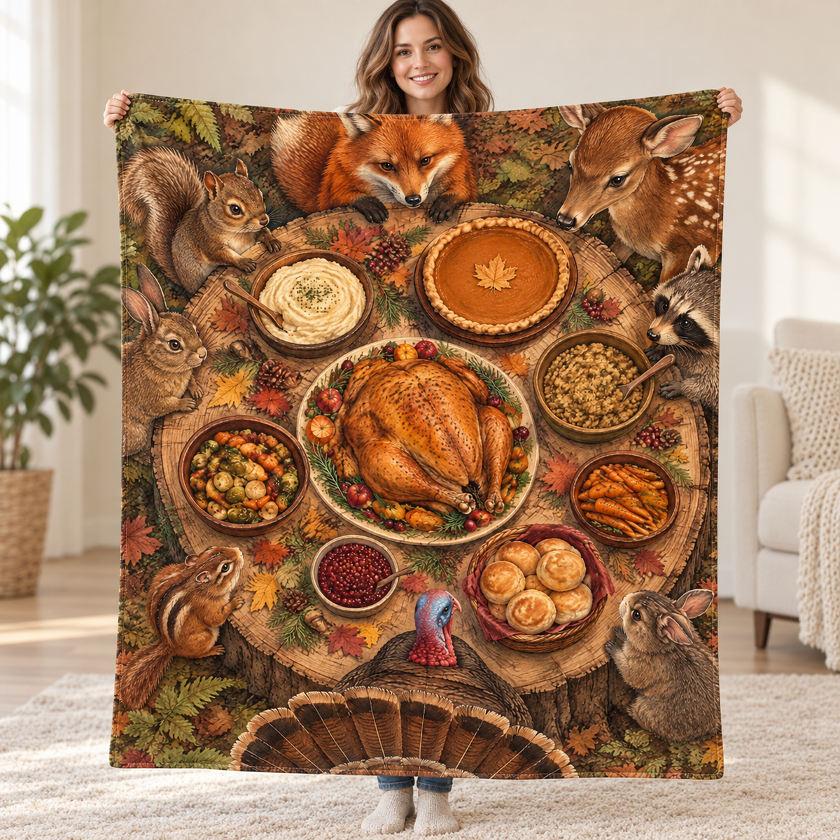 Stump Table Overhead blanket, held open
