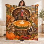 The Great Pumpkin Pie blanket, held open