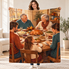 Three Generations blanket, held open
