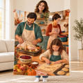 Kitchen Collaboration blanket, held open