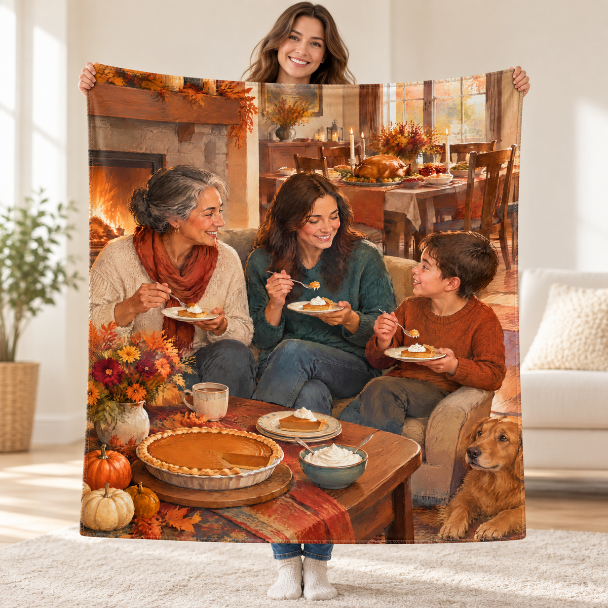 Fireside Dessert blanket, held open