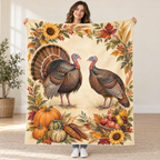 Two Turkeys Facing blanket, held open
