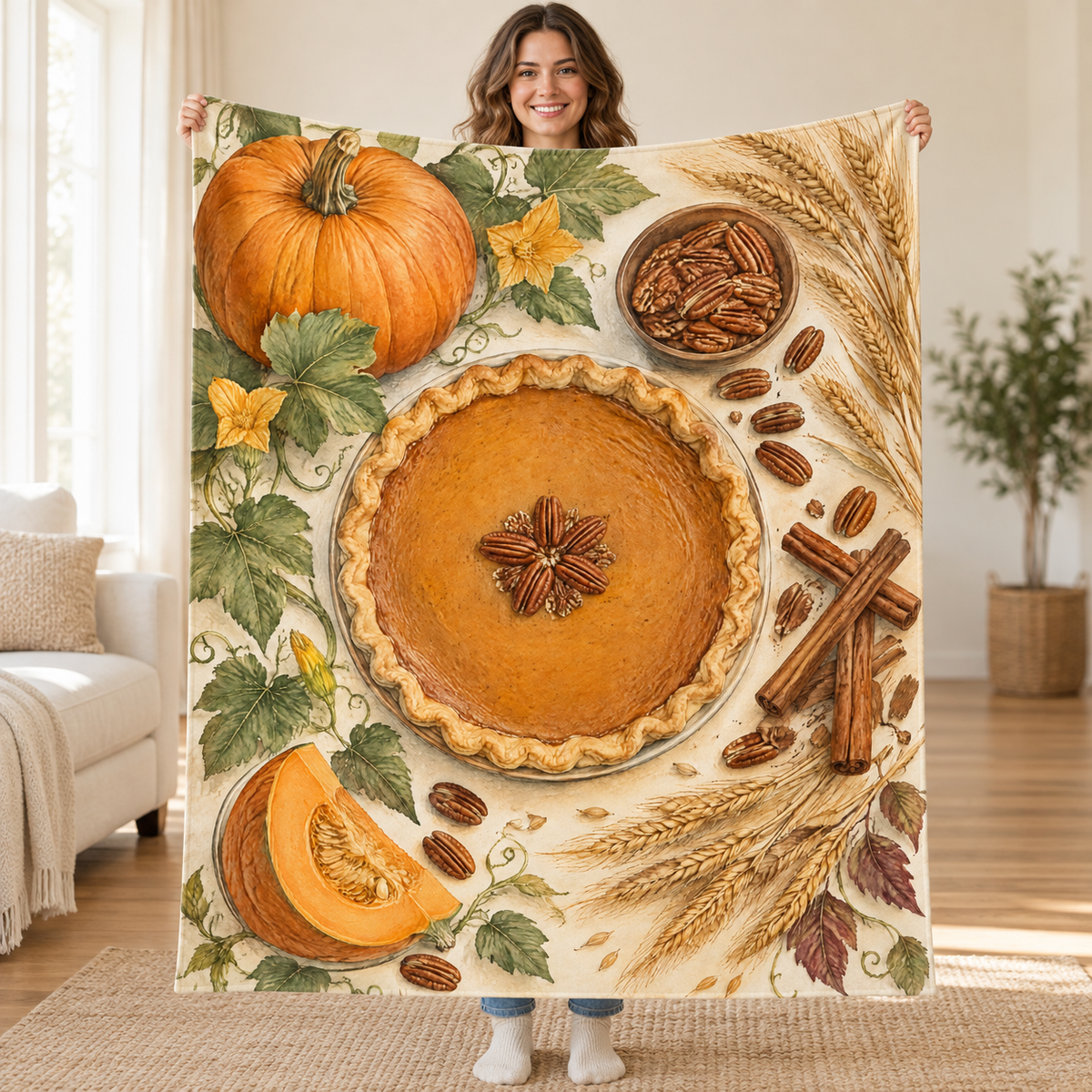 Pie and Its Ingredients blanket, held open