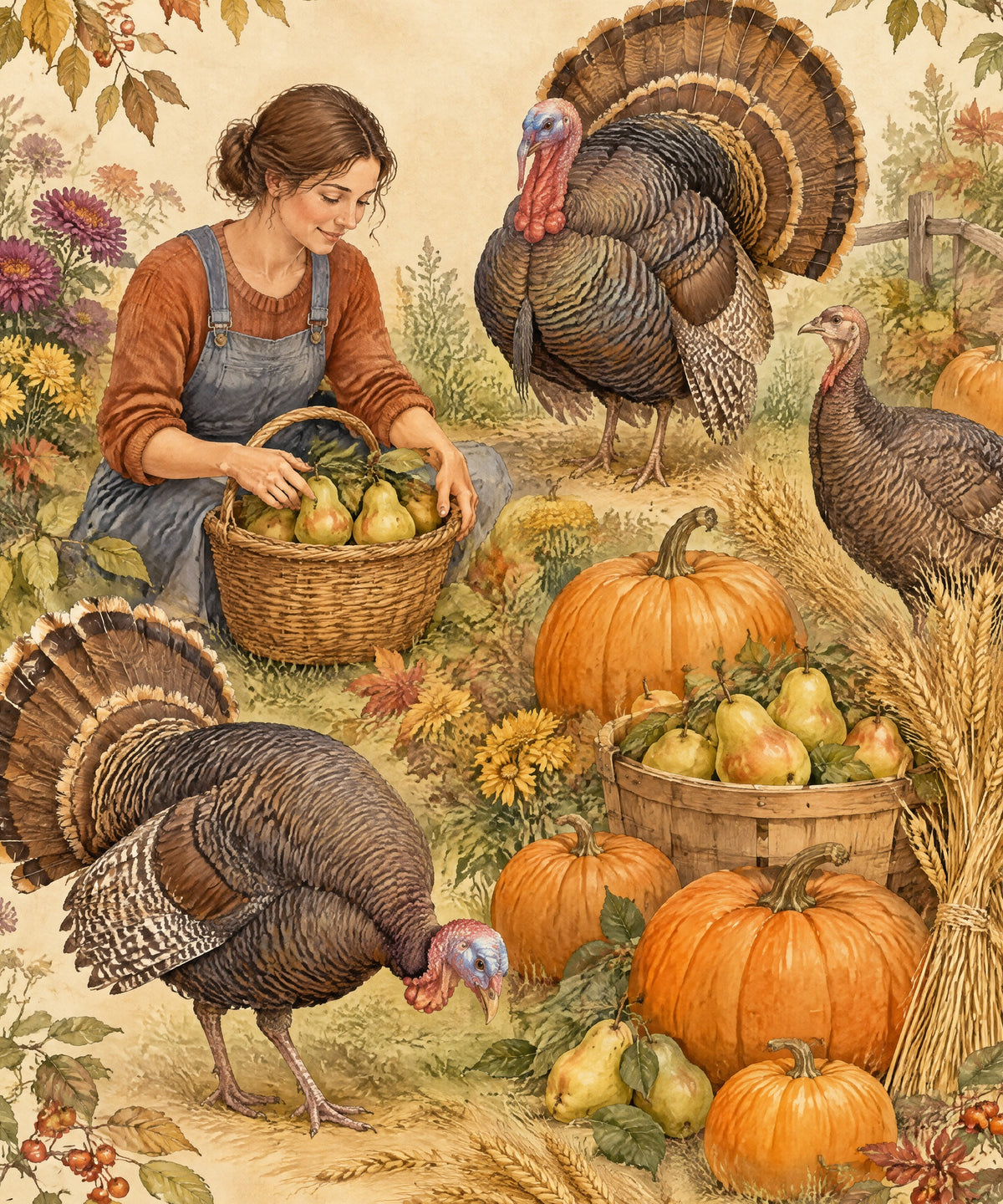 All-Over Turkey Garden blanket, full design