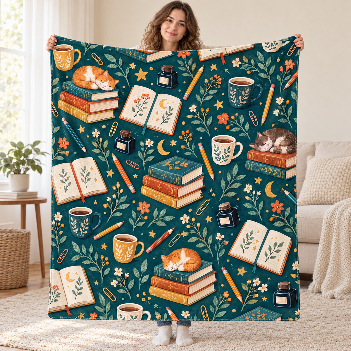 Pencils and Possibilities blanket, held open