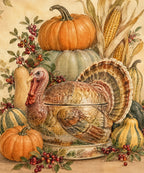 Ceramic Turkey Still Life blanket, full design
