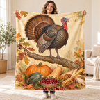 Turkey on the Oak Branch blanket, held open