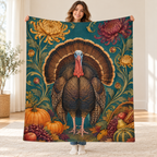 Chrysanthemum Turkey blanket, held open