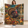Fountain and Baskets blanket, held open