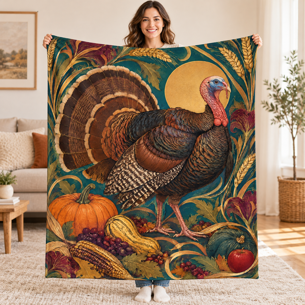 Feather Arabesque blanket, held open