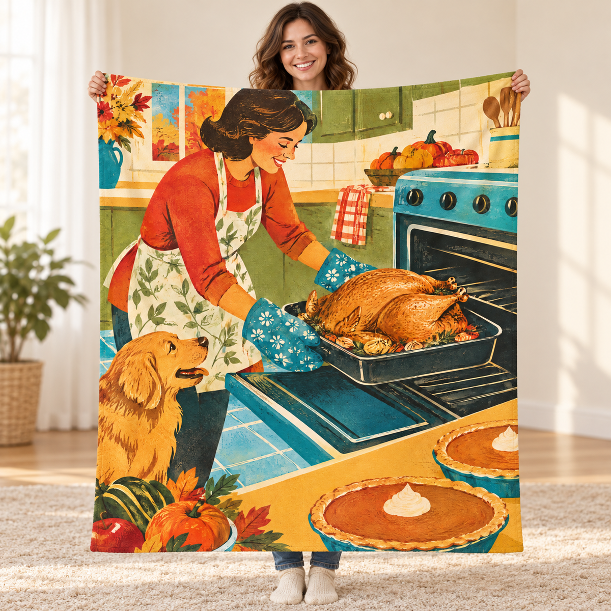 The Open Oven blanket, held open