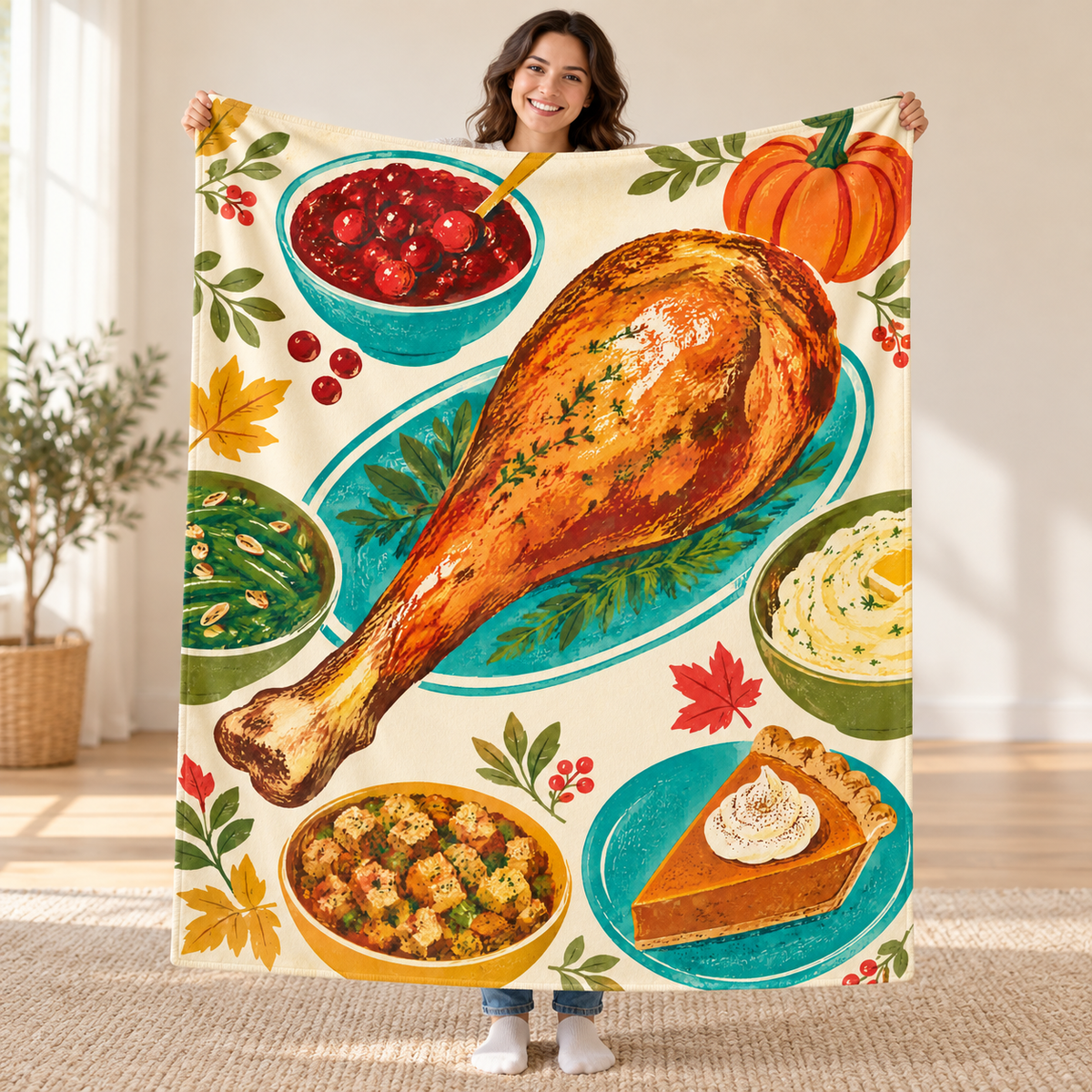 Oversized Drumstick blanket, held open
