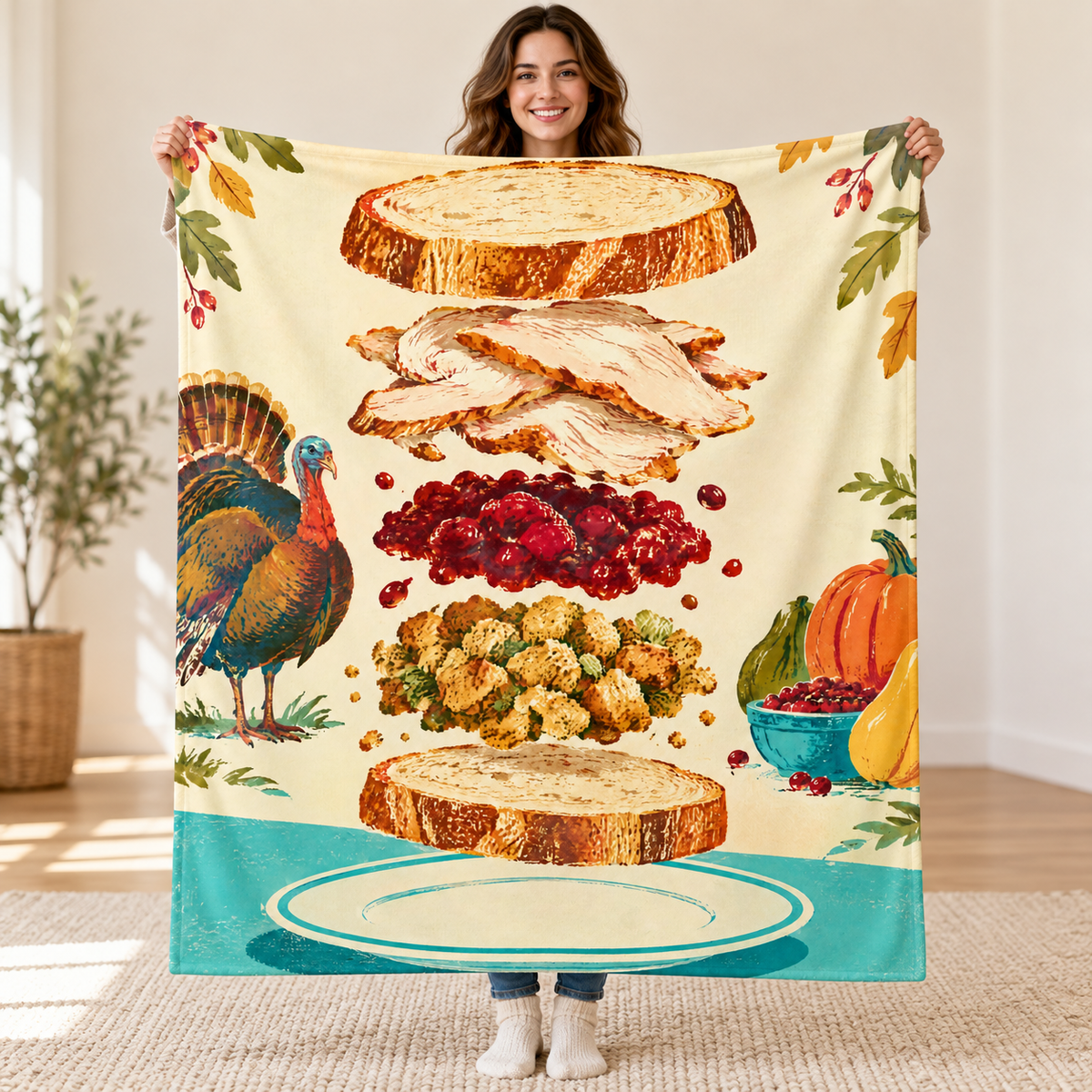 Exploded Sandwich blanket, held open