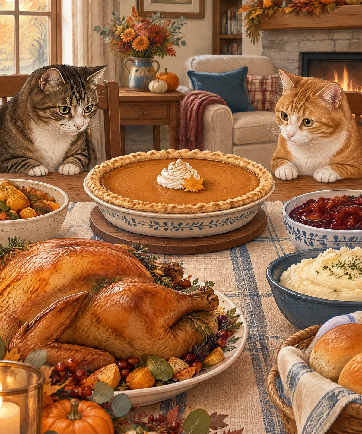 Two Cats, One Pie blanket, full design