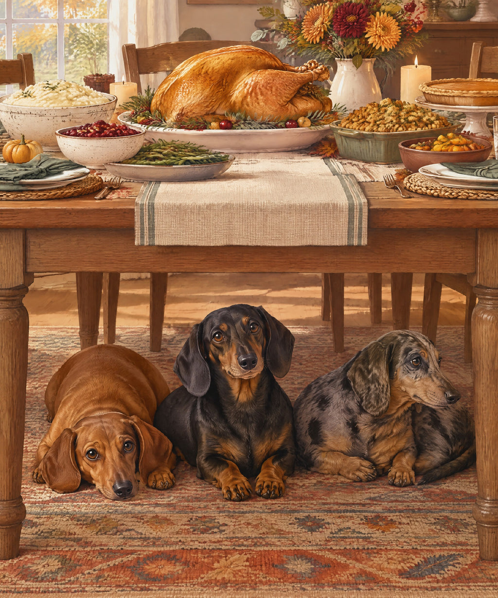 Three Dachshunds blanket, full design