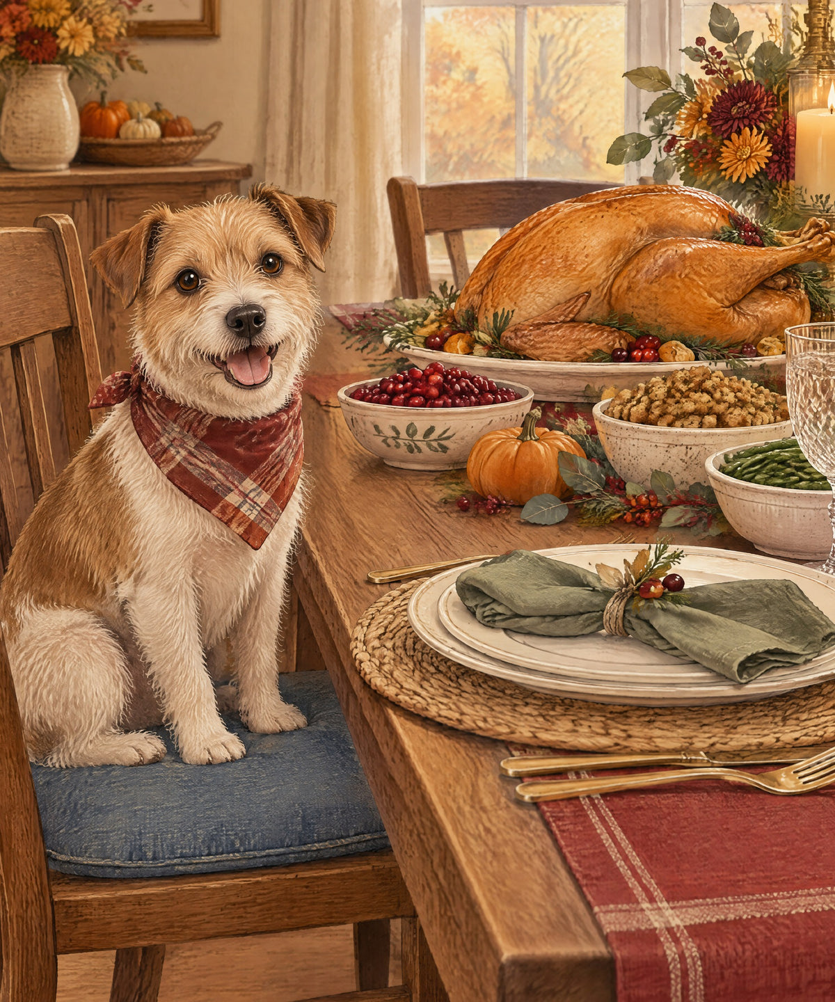 Terrier on the Chair blanket, full design